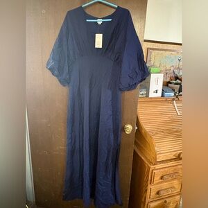 Universal Thread Navy Puff-Sleeve Maxi Dress